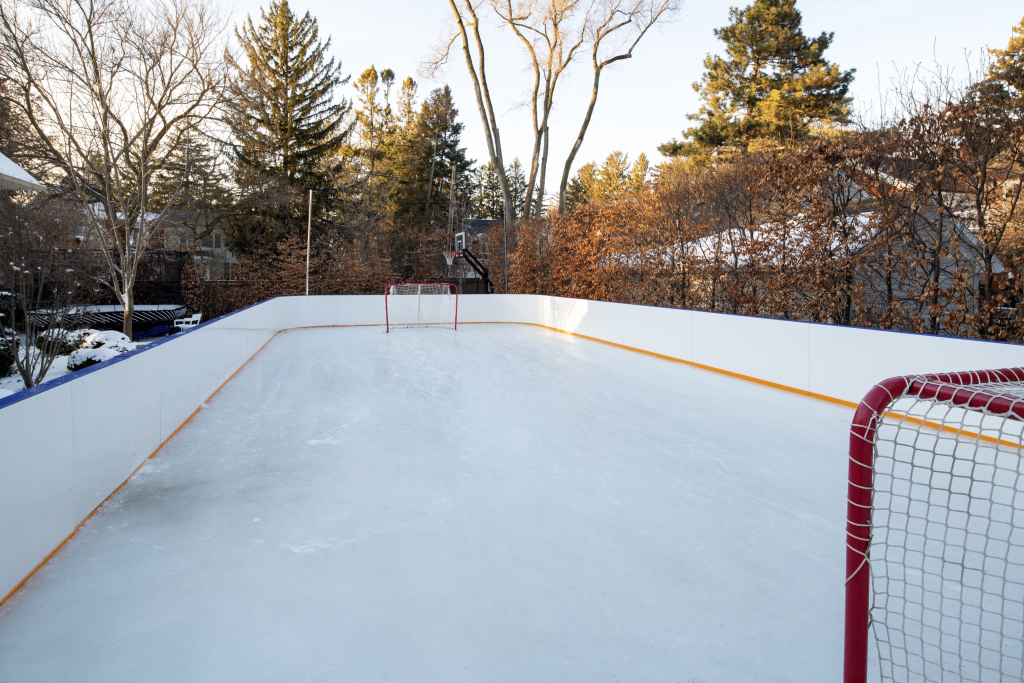 Residential rink in winter