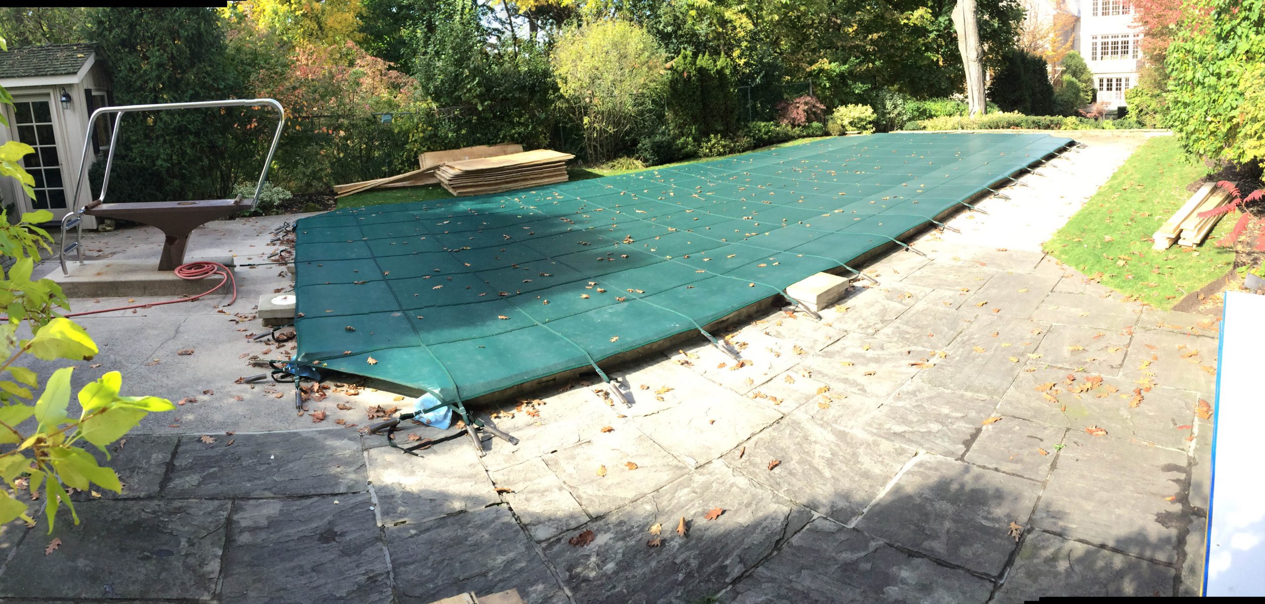 Backyard pool ready for winter rink conversion